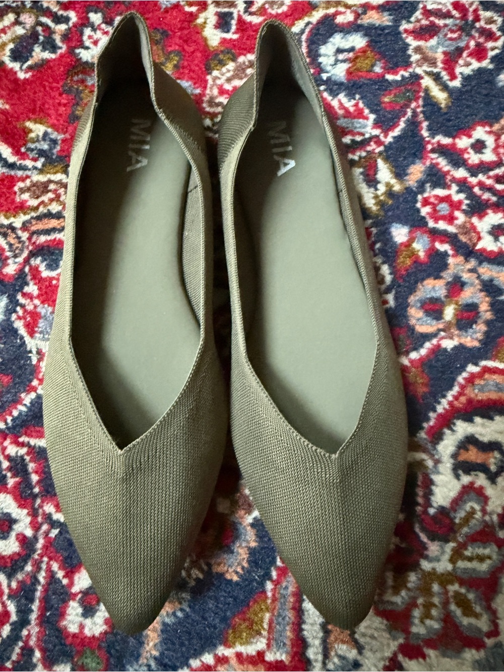 MIA Olive Knit Pointed Toe Flats